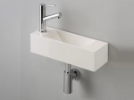 Lave-mains pour toilettes, suspendu et compacte, parfait pour les espaces restreints, Largeur 42 cm, Profondeur 14,5 cm, Hauteur 11 cm, résine minéral, Livraison 5-7 jours OFFERTE.
